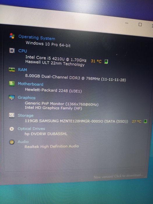 Laptop intel i5,ssd,baterie noua 8gb ram