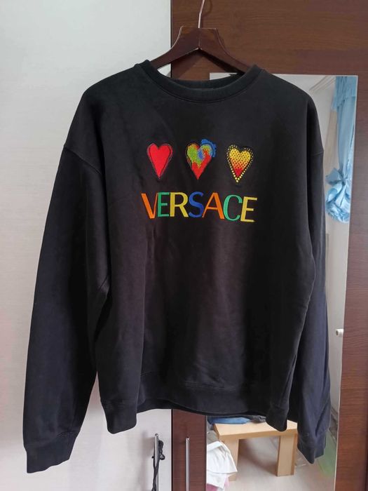Pulover Love Versace triple heart embroidered logo sweatshirt Size L