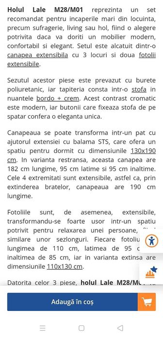 Set LALE canapea extensibilă și două fotolii extensibile