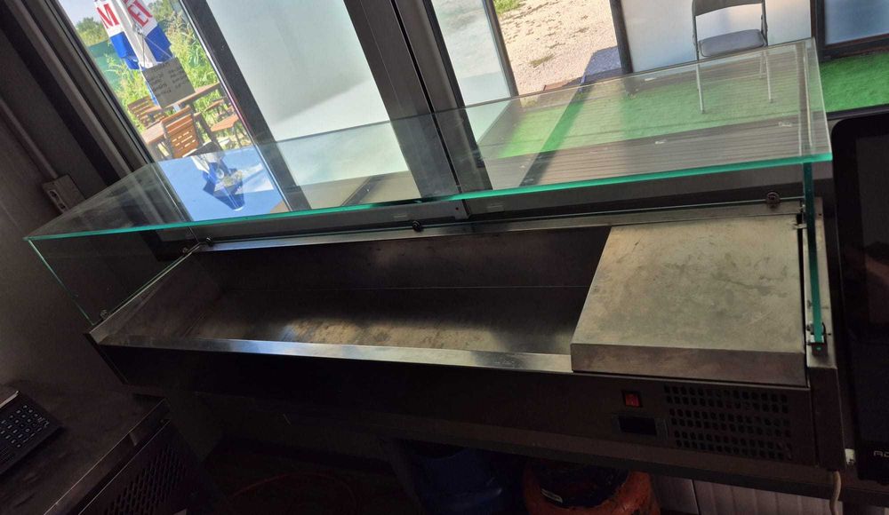 Vitrină frigorifică pentru sosuri - Inox cu Geam – 157x39x49 cm