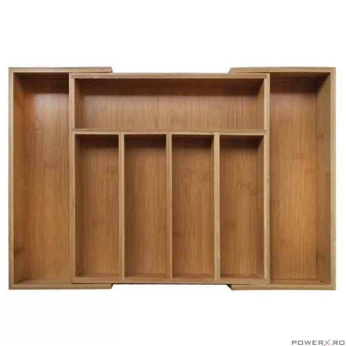 Cutie pentru tacamuri 7 compartimente, din bambus, pentru sertar,