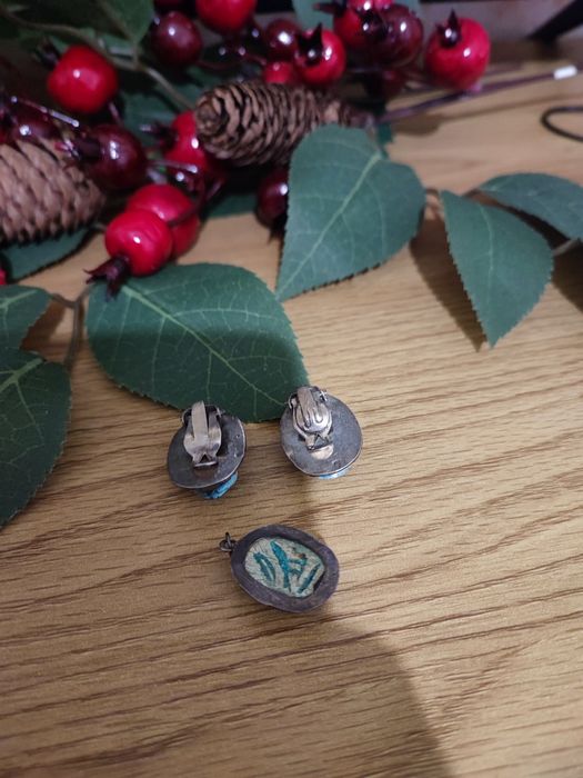 Set Vechi Argint Cercei+Pandantiv  Egipt Scarabei