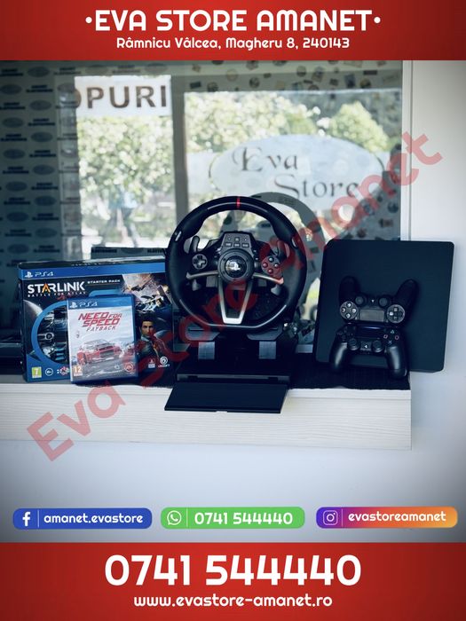Consola Gaming SONY Playstation 4 Slim PS4 1TB + Volan Hori + 2 Jocuri