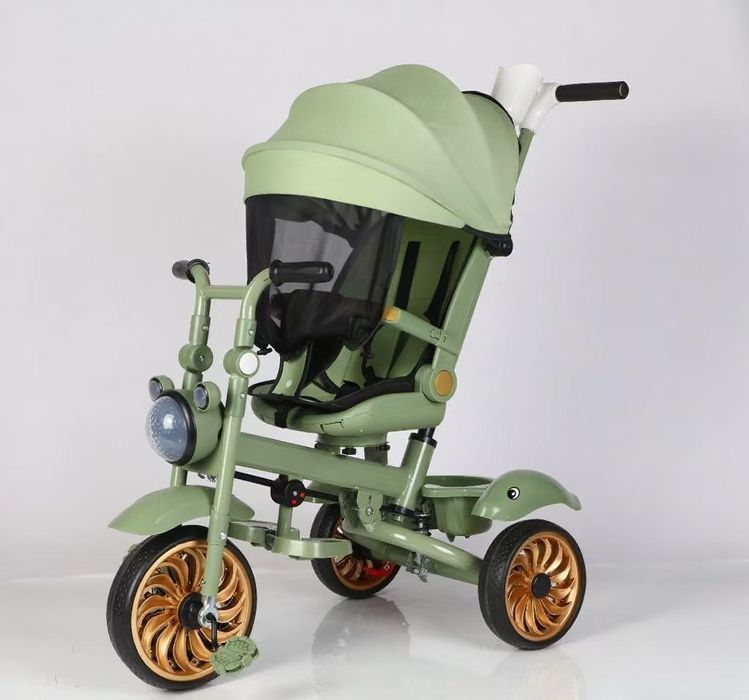 Трёхколёсный велосипед-каталка Lottibaby с козырьком — премиум колёса