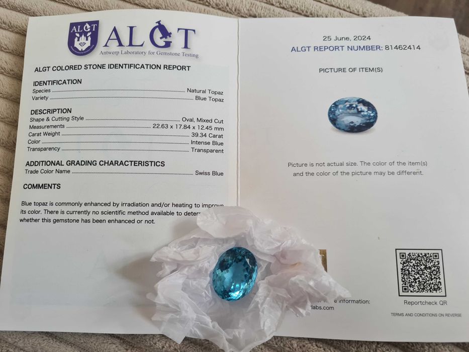Topaz albastru 39.34 ct