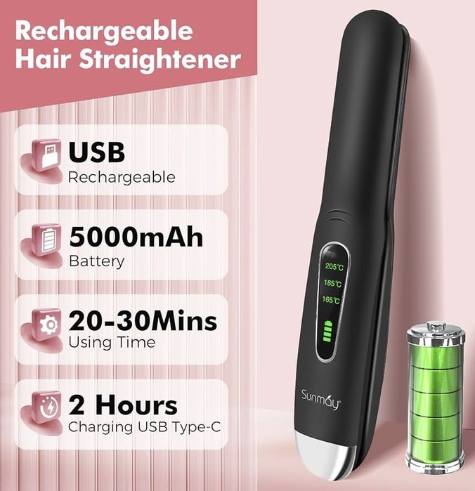 НОВО!!! Безжичен преса и маша за коса 2 в 1 Sunmay Voga