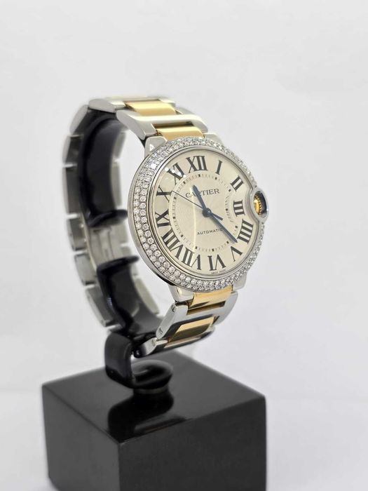 Cartier Ballon Bleu 36mm — Steel & Yellow Gold with Diamond Bezel