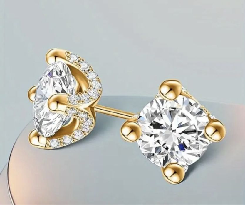 S925 Сребро / Сребърни обеци с камък Мойсанит 1ct ( карат ) - Диамант