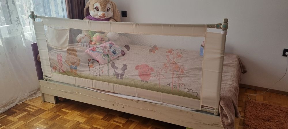 Решетка за легло за деца, WALALLA, животно, регулируема, против сблъсък, бяла, 180см