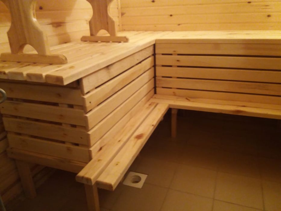 Мебель, лавки, столы, полки для бани.