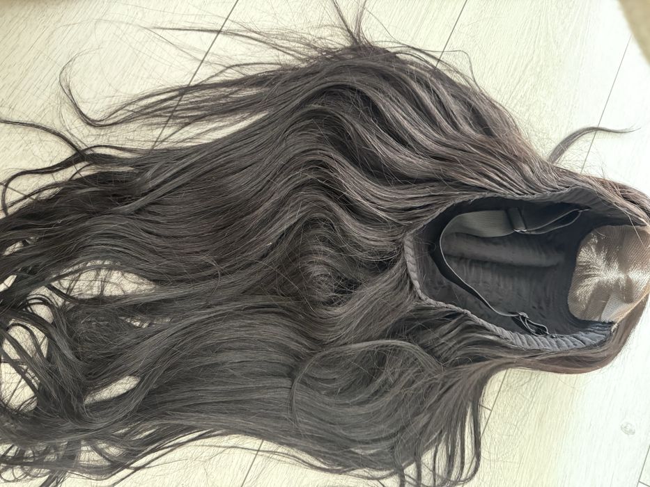 Peruca 100% par uman fara lipici, densitate 200 % , negru