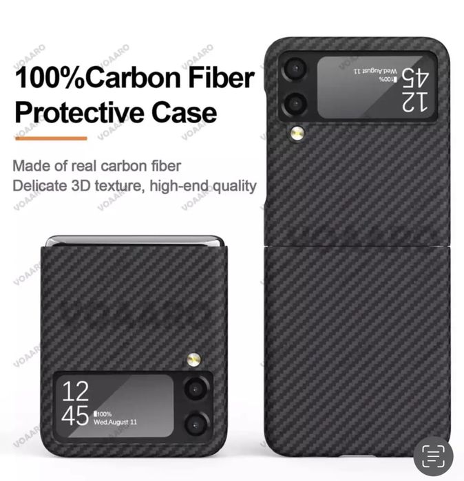 Husa Ultra Slim Neagra Din Fibra de Carbon Samsung Z Flip Fold 3 4 5 6