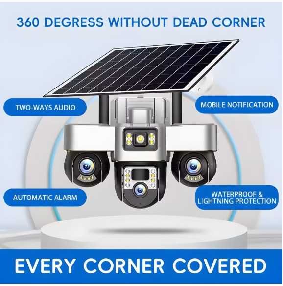 Камера със соларен панел V380Pro 4G, SIM карта, 18MP Full HD, 3 зони