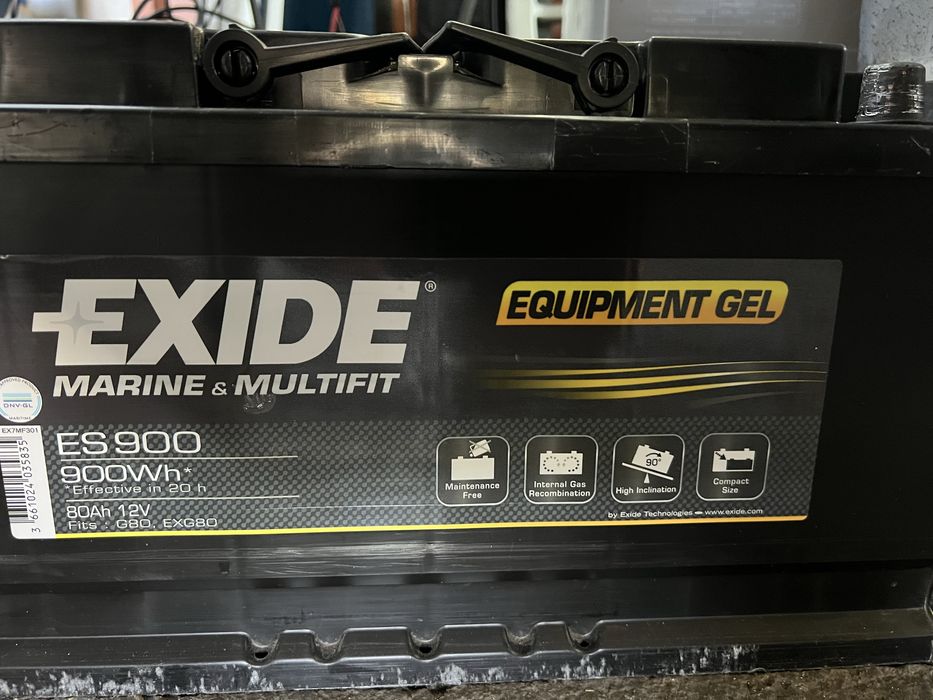 Тягов гелов акумулатор EXIDE Marine Multifit 80Ah – отлично състояние