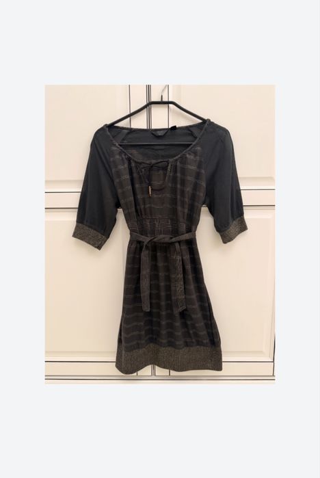 Bluza/ tunica lunga tip rochie Adidas Vintage 2009 cu fir auriu, 36