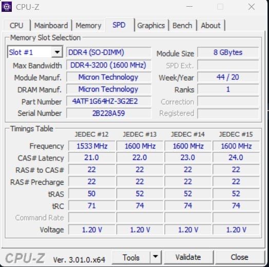 Micron 8 ГБ DDR4-3200 SO-DIMM для ноутбука