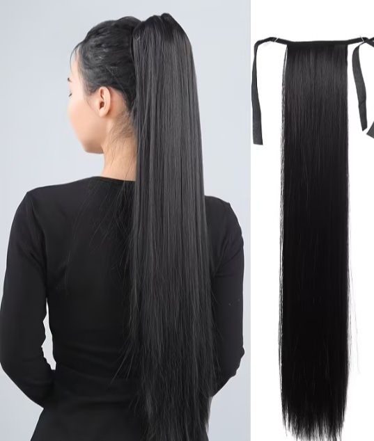 Coada Par Negru Dama 58 cm Imita 100% parul natural