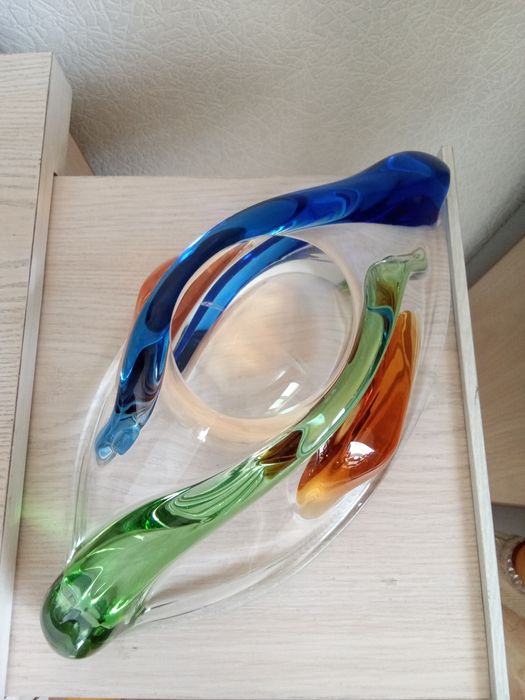 Ваза Лодья Богемия Чехия 70е годы Винтвж