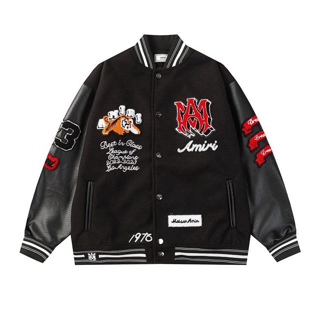 Jacheta amiri logo patch varsity jacket