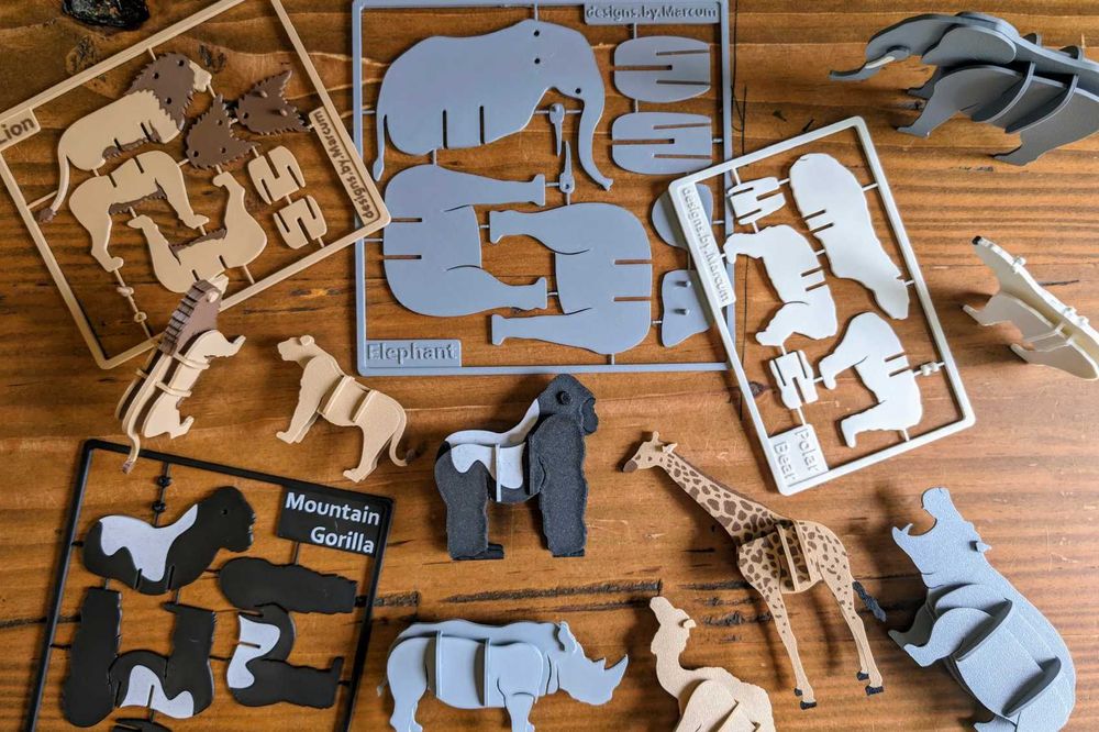 Kit Card Animale Salbatice 3D Puzzle Set Figurine De Colorat Cadou Copii