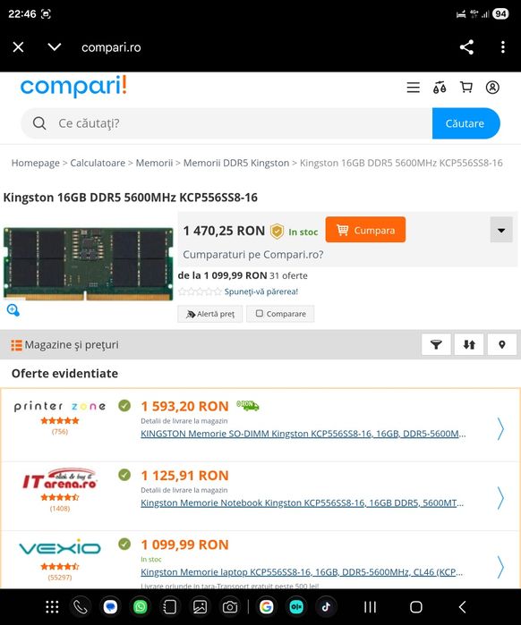 SO-DIMM  ddr5 5600 MHz 16gb