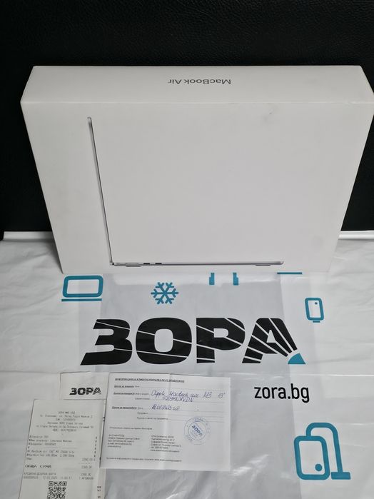 КАТО НОВ 256GB Apple MacBook Air 13.6'' M3 / 16GB Гаранция Зора 2027г.
