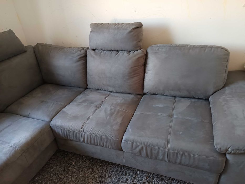 Canapea colțar extensibilă catifea, ladă depozitare