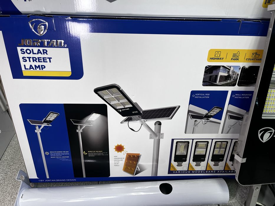 LED Соларна улична лампа JORTAN 2400 W най мощната стойка панел