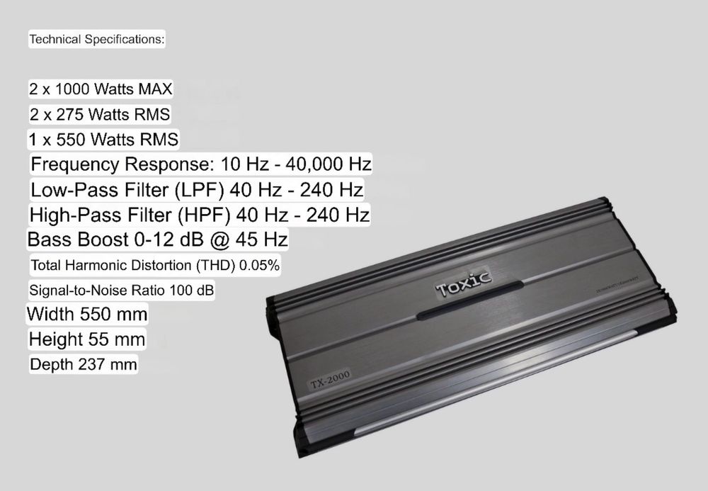 TOXIC (Черепа) -Качествен и Мощен 2 канален авто Бас усилвател за кола
