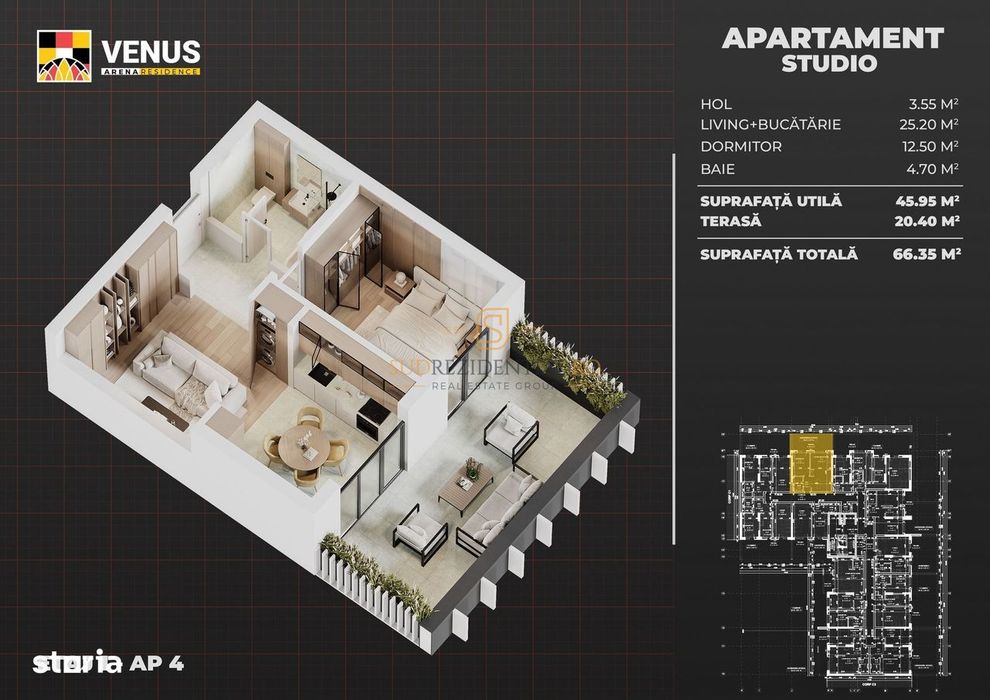 Apartament modern cu 2 camere si terasa generoasa - Berceni Arena