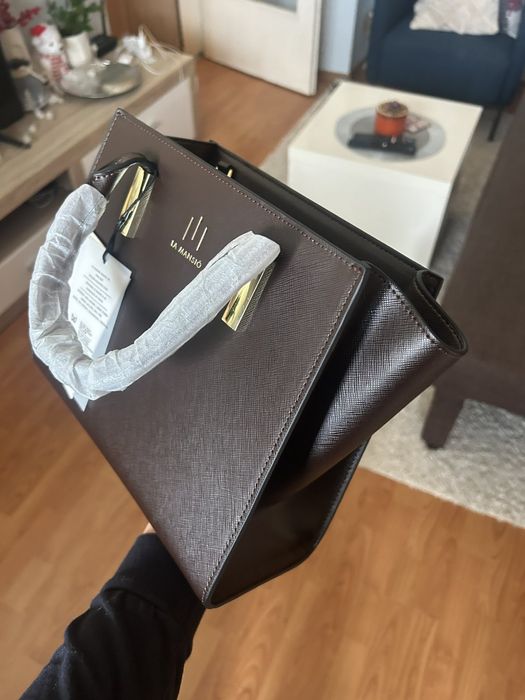 Луксозна дамска чанта La Mansio Petit M – Caramel Saffiano, чисто нова