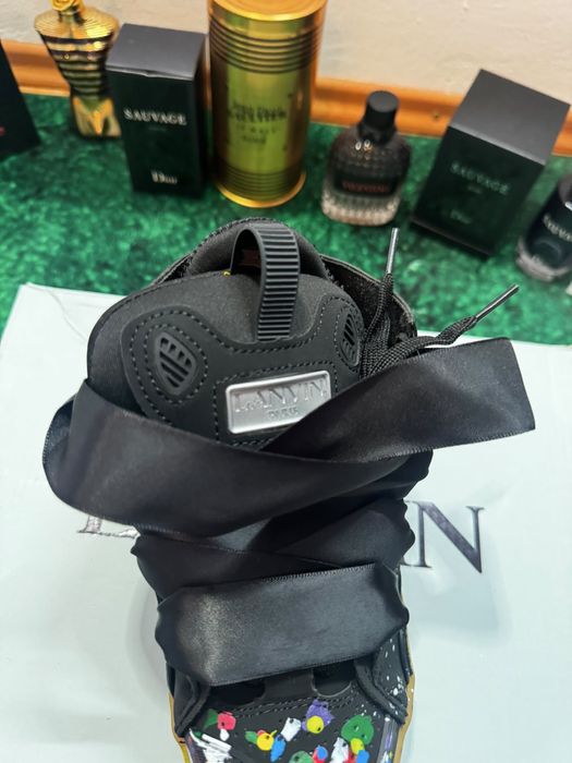 Papuci Lanvin Curb Negri Vopsea