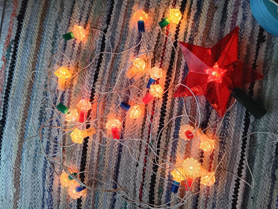 Instalație veche pom de Crăciun , de iarna, de colecție, Functionala