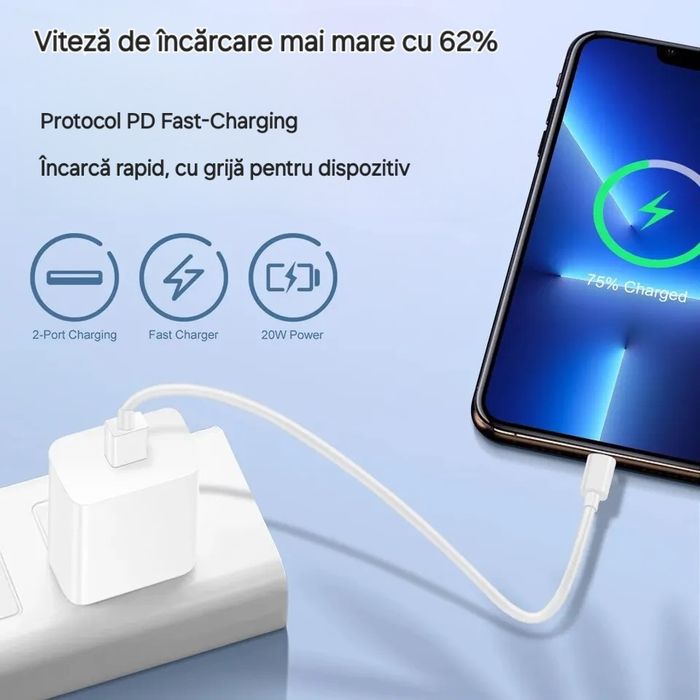 Cablu Încărcare+Date Usb/UsbC. Super Fast-Charge. 1Gb/30sec. Adaptiv.