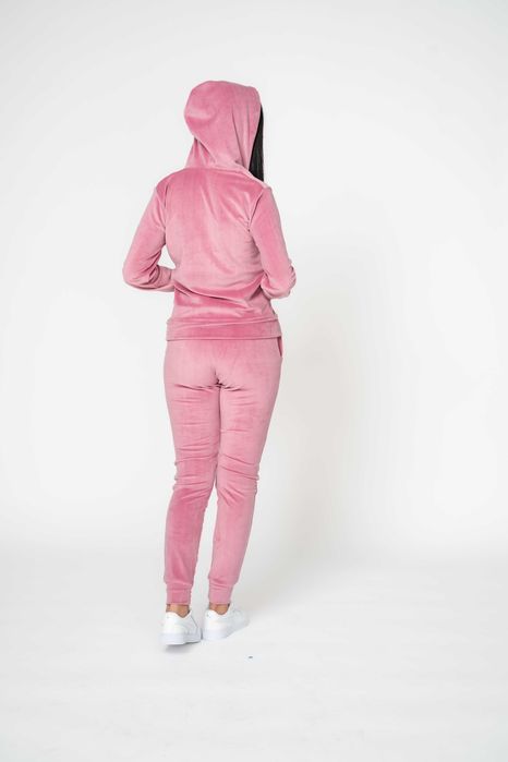 Trening Catifea Damă cu Fermoar și Glugă - Roz - TRANSPORT GRATUIT