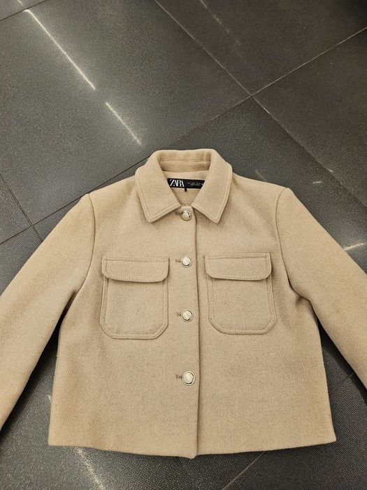 ZARA Wool Blend CROPPED Coat палто S-38