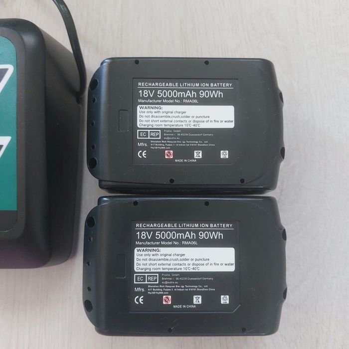 ПЪЛЕН КОМПЛЕКТ: 2x Батерии 18V 5.0Ah + Бързо Зарядно 7A за Makita LXT Нови