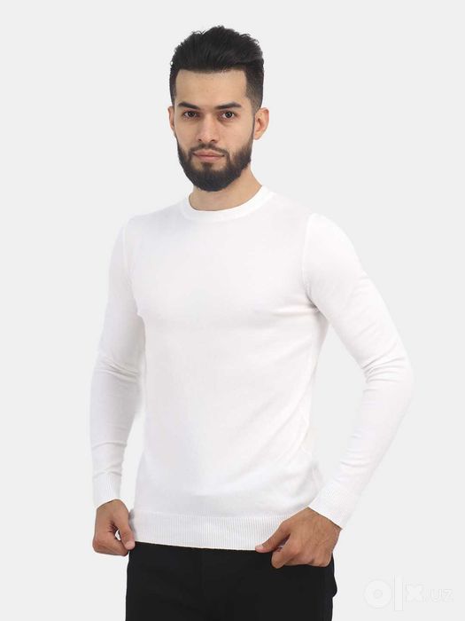 Erkaklar uchun oq trikotaj sviter, XXXL/4XL o'lchamlar