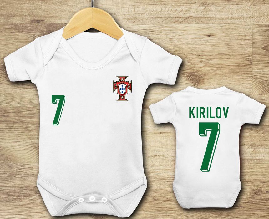 БЕБЕШКО боди РОНАЛДО / Ronaldo / Messi / Меси с ИМЕ и НОМЕР по ИЗБОР.