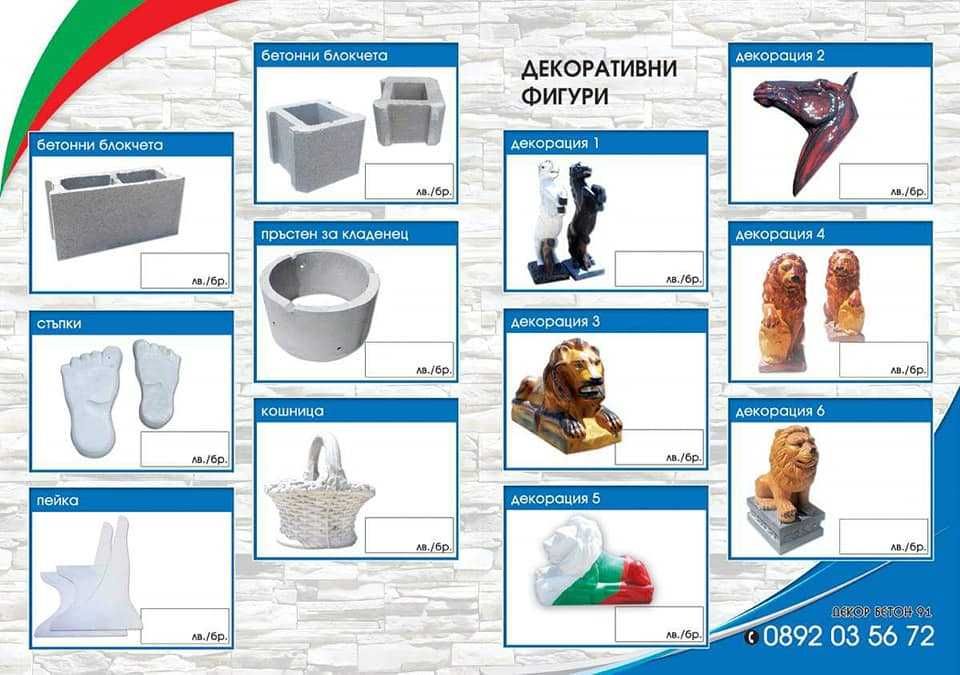 Бетонни ( Бетонови ) огради, плочки,блокчета и.др бетонни изделия