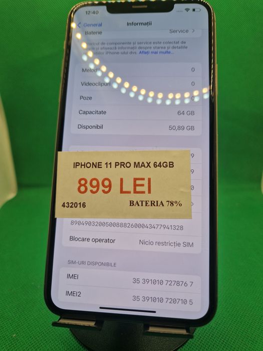 Iphone 11 pro max 64gb 78% bat•Amanet Lazar Crangasi•43201