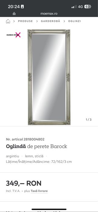 Oglinda de perete Barock Moemax