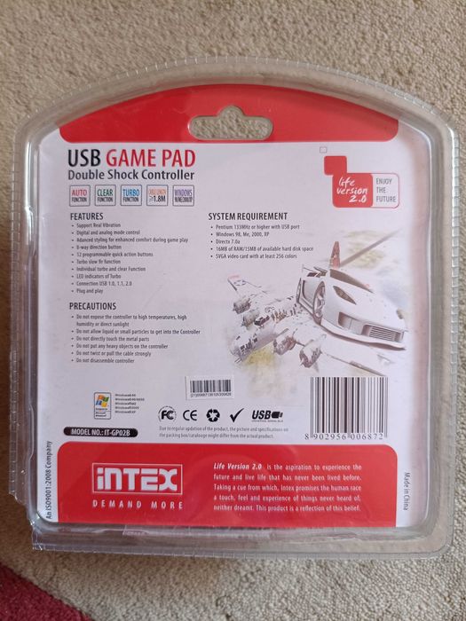 GamePad cu Vibrații (Double Shock) INTEX IT-GP02B pt. Laptop, PC - NOU