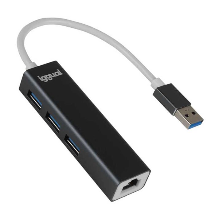 Hub USB 3.0 3 porturi USB 1 port retea RJ45 Gigabit Iggual nou sigilat