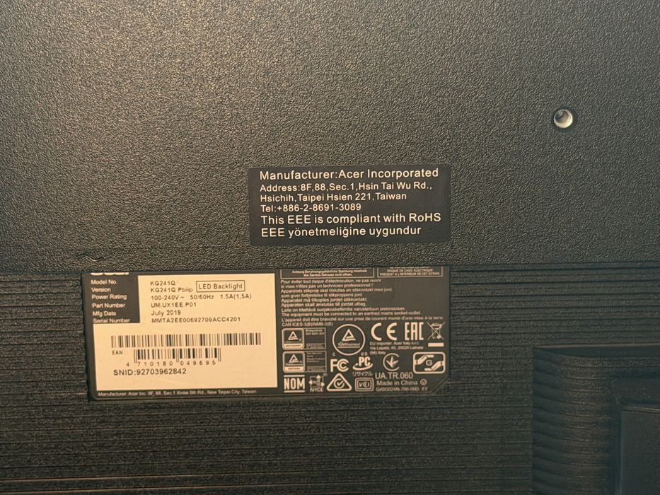 Продавам геймърски монитор Acer KG241Q Pbiip