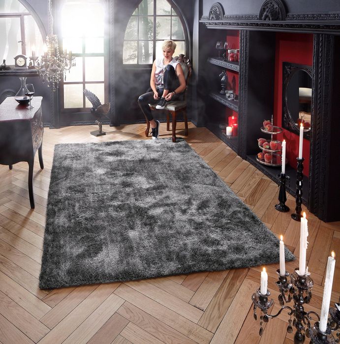 Covor Shaggy Dana, fir inalt si moale, gri, 300 x 400 cm
