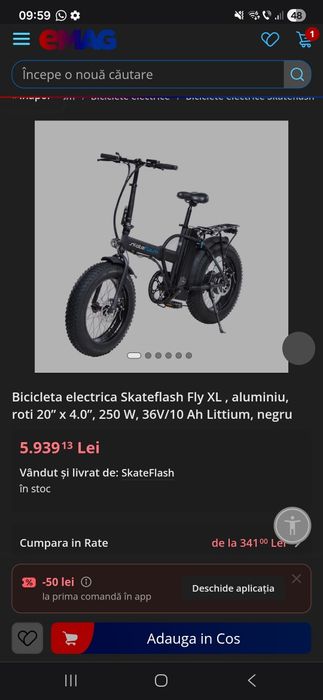Bicicleta Electrica Fatbike SkateFlash 36V 10Ah 360Wh