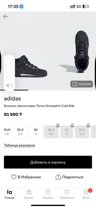 Ботинки трекинговые Terrex Snowpitch Cold. Rdy