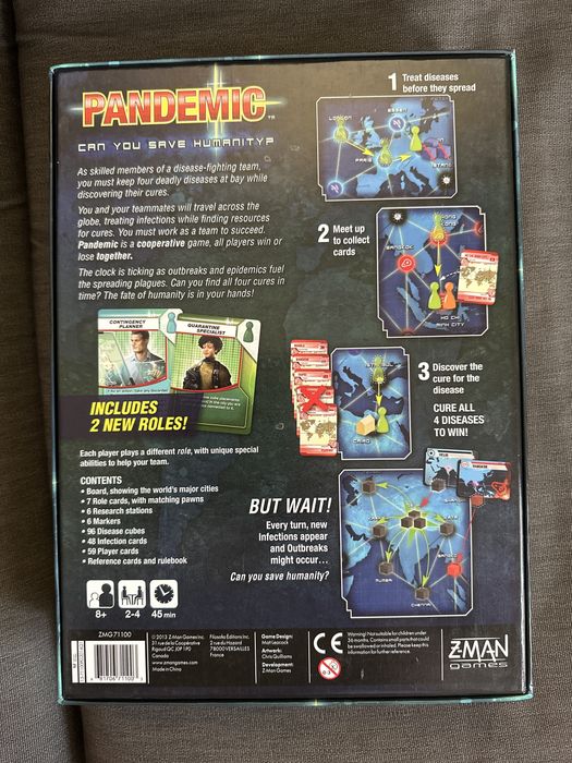 Настолна бордова игра Pandemic Пандемия като нова