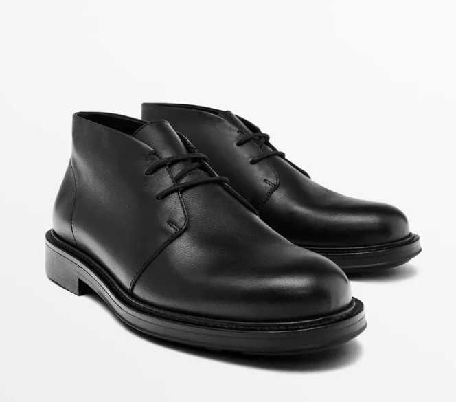 Ghete derby 45 lace up Massimo Dutti NOI piele naturala moale maro